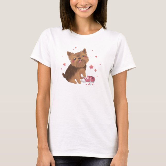 Yorkie the Cutest Trouble Maker T Shirt (Framsida)