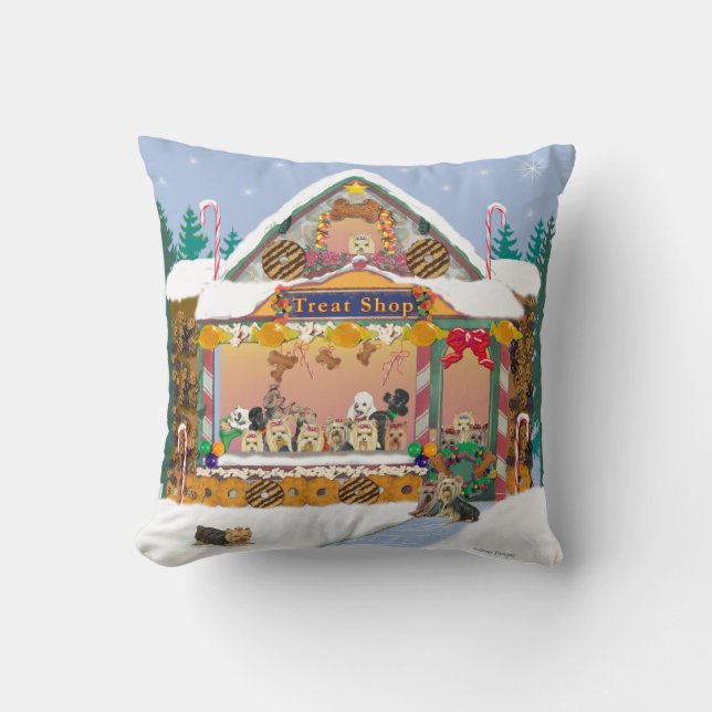 Yorkie Treat Shop Juli Helgdag Pillow Kudde (Framsida)