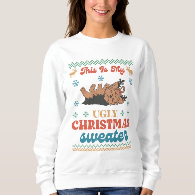 Yorkie Ugly jul Sweater T Shirt (Framsida)