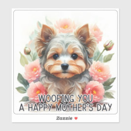Yorkie Woofing You Lycklig Mors dag - Sticker Klistermärken