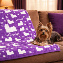 Yorkie Yorkshire Hund Lila Personligad Filta Fleecefilt