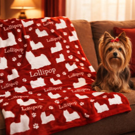 Yorkie Yorkshire Hund Röd Personlig Hundfilt Fleecefilt