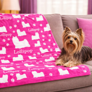 Yorkie Yorkshire Hund Rosa Personlig Hundfilt Fleecefilt