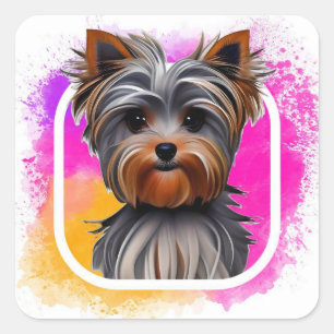 Yorkie, Yorkshire Terrier, Animal Fyrkantigt Klistermärke