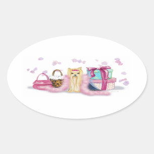 Yorkie Yorkshire Terrier Dress Ovalt Klistermärke