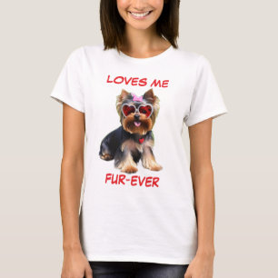 Yorkie Yorkshire Terrier Heart-Shaped Sunglasses T Shirt