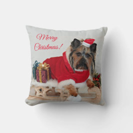 Yorkie Yorkshire Terrier Hund - jultomten Hat Kudde