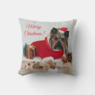 Yorkie Yorkshire Terrier Hund - jultomten Hat Kudde