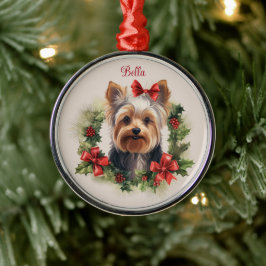 Yorkie Yorkshire Terrier jul Pet Memorial Julgransprydnad Metall