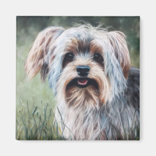 Yorkie Yorkshire Terrier på sommargräs Magnet
