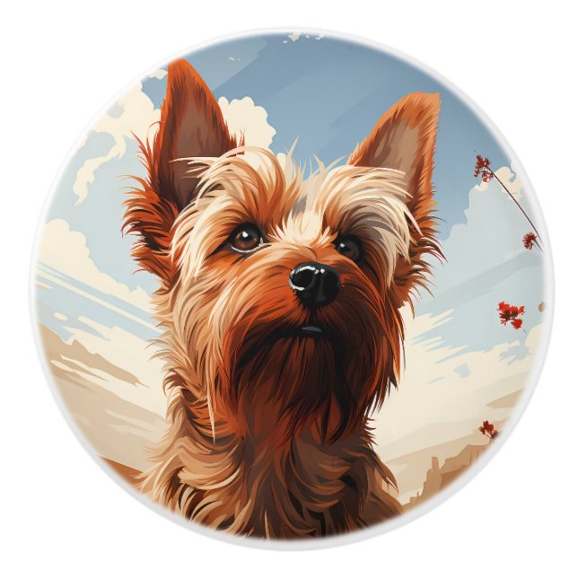 Yorkie Yorkshire Terrier Söt Hund Valp Knopp (Framsidan)
