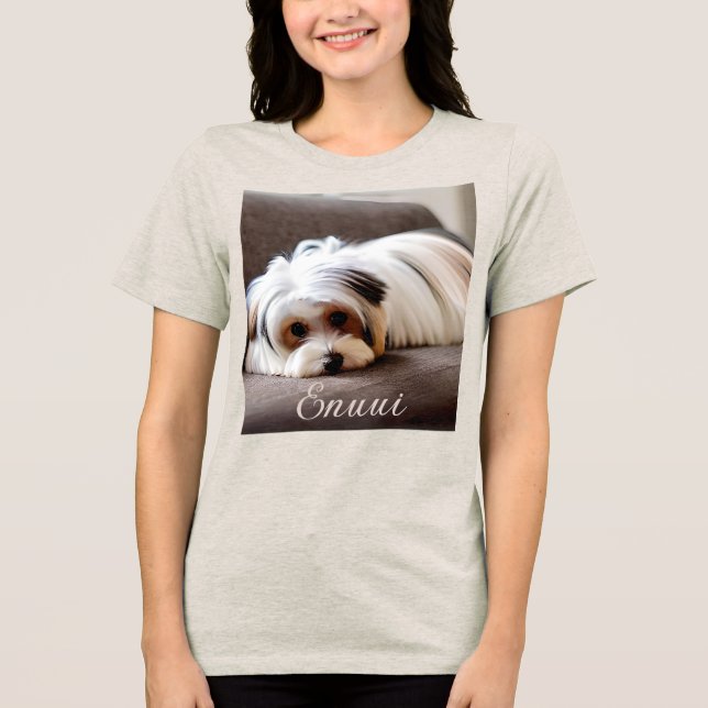 Yorkie, Yorkshire Terrier, upplevt Ennui T Shirt (Framsida)