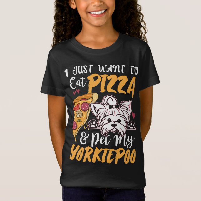 Yorkiepoo Hund älskare Pizza Rolig hund Mamma Gift T Shirt (Framsida)