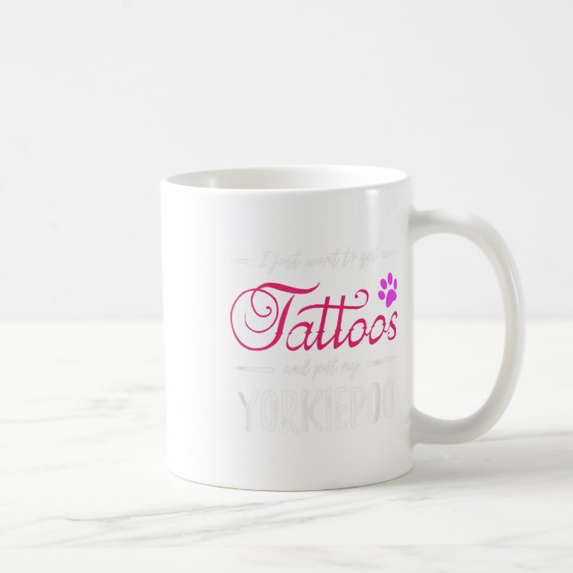 Yorkiepoo Hund älskare Tattoo Rolig hund Mamma Gif Kaffemugg (Höger)