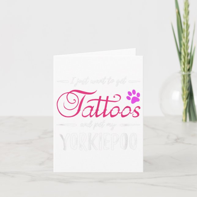 Yorkiepoo Hund älskare Tattoo Rolig hund Mamma Gif Kort (Framsida)