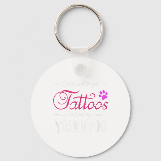 Yorkiepoo Hund älskare Tattoo Rolig hund Mamma Gif Nyckelring (Framsida)
