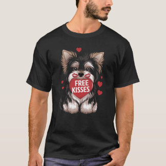 Yorkiepoo Hund Valentines day Free Kisses T Shirt