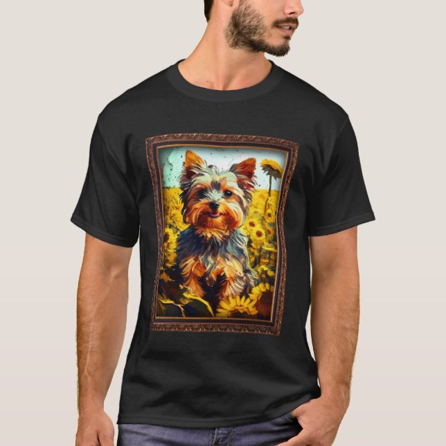 Yorkiepoo Painting Solrosblommor Flower Mamma Wome T Shirt (Framsida)