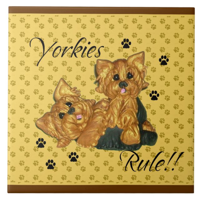 Yorkies härskar Pawprint belägger med tegel Kakelplatta (Framsidan)