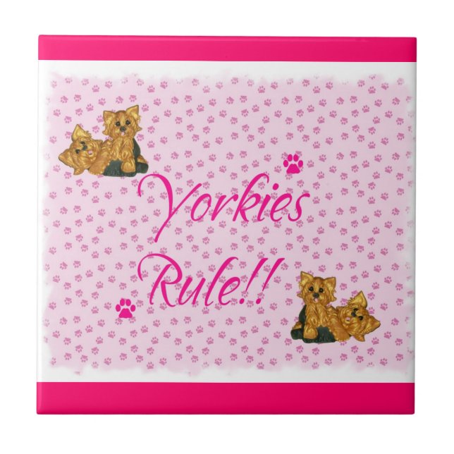 Yorkies härskar Pawprint belägger med tegel Kakelplatta (Framsidan)