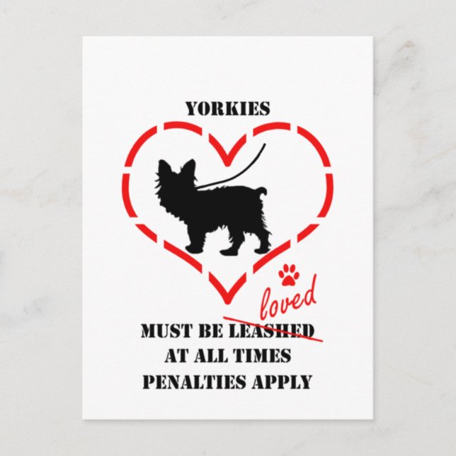 Yorkies måste vara älskad vykort (Framsida)