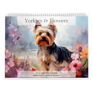 Yorkies och Flowers Hund älskare Kalender