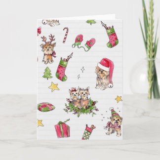 Yorkies på julkort helgkort