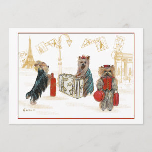 Yorkies Traveling Paris-inbjudan Inbjudningar