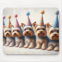 Yorkies with Party Hats
