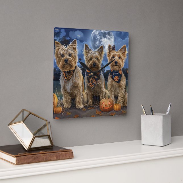 Yorkipoo Halloween Kuslig Fyrkantig Klocka (Kontor)