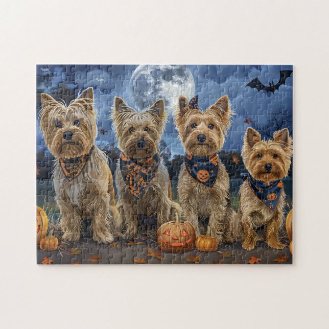 Yorkipoo Halloween Kuslig  Pussel (Horisontell)