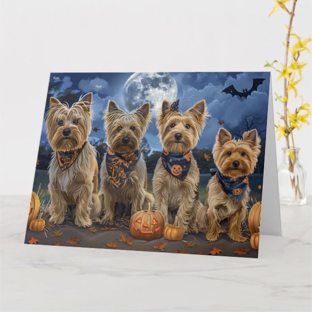 Yorkipoo Halloween Spooky Kort (Gul blomma)