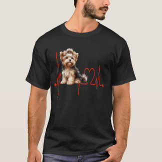 Yorkipoo Hund Heartslag Rolig hund Mamma och Pappa T Shirt