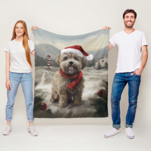 Yorkipoo Hund i Snö-julen Fleecefilt