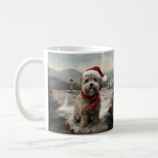Yorkipoo Hund i Snö-julen Kaffemugg (Vänster)