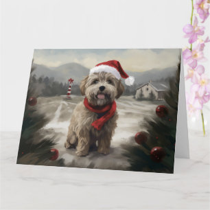 Yorkipoo Hund i Snö-julen Kort
