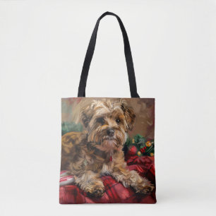 Yorkipoo Hund Jul Festiv Tygkasse