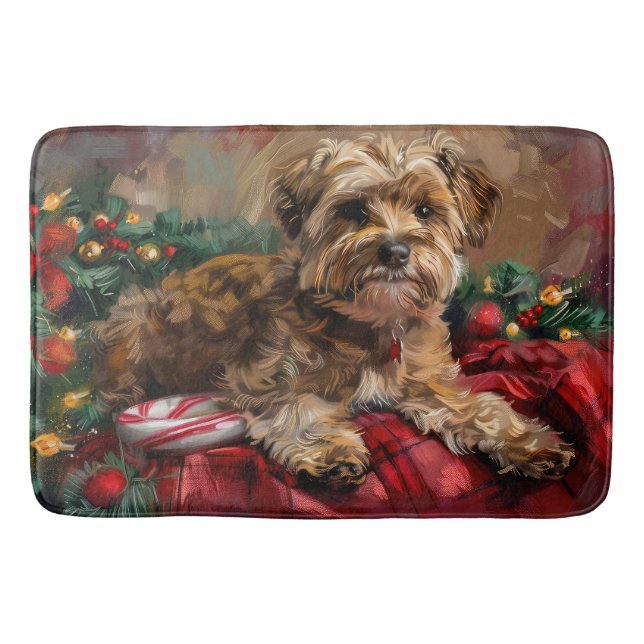 Yorkipoo Hund Jul Festivitet Badrumsmatta (Framsidan)
