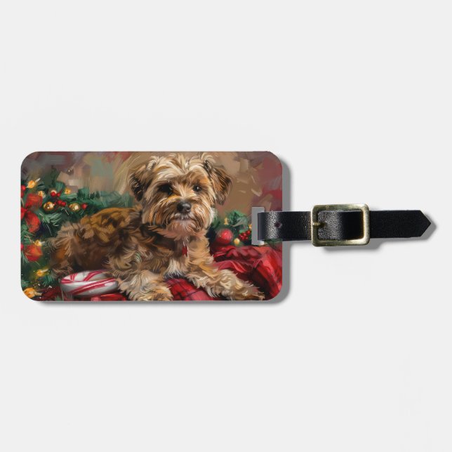 Yorkipoo Hund Jul Festivitet Bagagebricka (Horisontell Framsida)