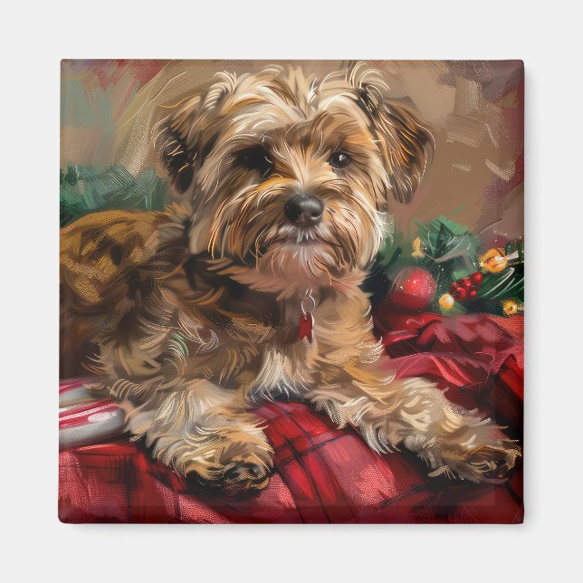 Yorkipoo Hund Jul Festivitet Magnet (Framsidan)