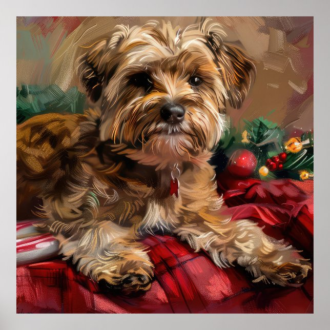 Yorkipoo Hund Jul Festivitet Poster (Framsidan)