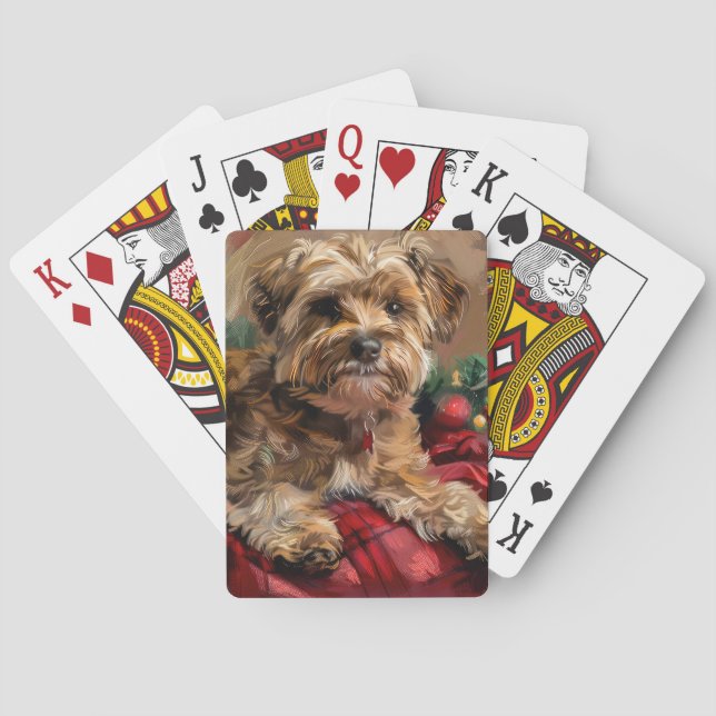 Yorkipoo Hund julafton Casinokort (Baksidan)