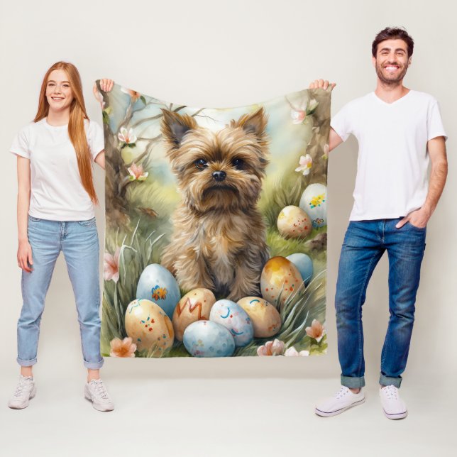 Yorkipoo-Hund med Påskägg Helgdag Fleecefilt (På plats)
