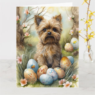 Yorkipoo-Hund med Påskägg Helgdag Kort