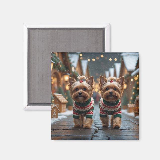 Yorkipoo Hundar Jul Snö Högtid Magnet (Front/Back)