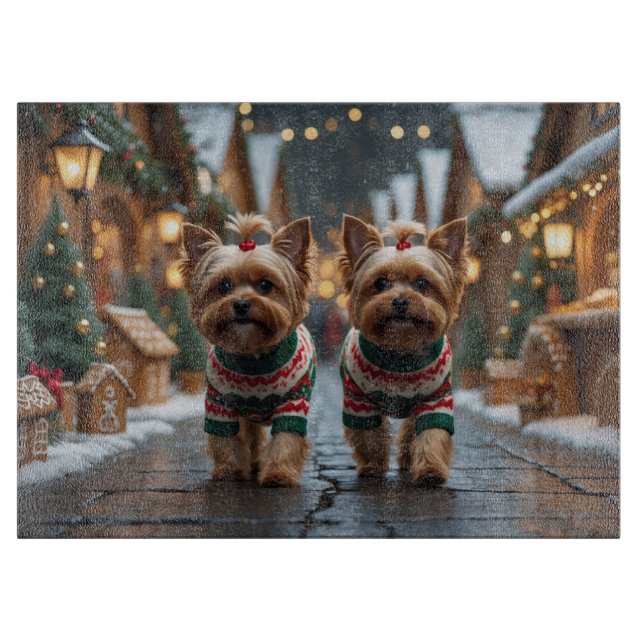 Yorkipoo Hundar Jul Snö Holiday (Framsidan)