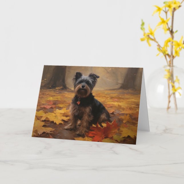 Yorkipoo i Höst löv Fall Inspire Kort (Gul blomma)