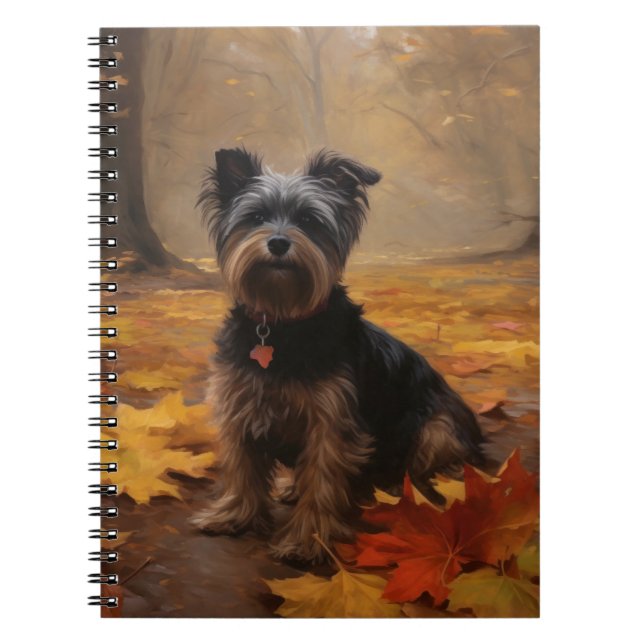Yorkipoo i höstlöv Fall Inspire Anteckningsbok (Framsidan)