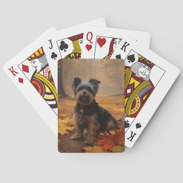 Yorkipoo i höstlöv Fall Inspire Casinokort (Baksidan)