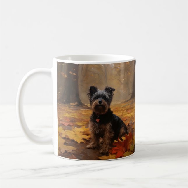 Yorkipoo i höstlöv Fall Inspire Kaffemugg (Vänster)